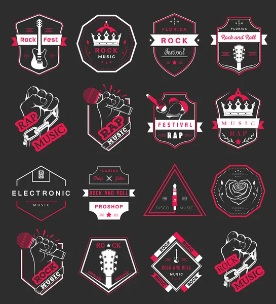 Set of vector logos and badges music — Stock Vector