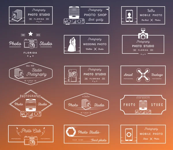 Set von Vektor-Foto-Logos und Abzeichen — Stockvektor