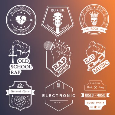 Set of vector logos and badges music clipart