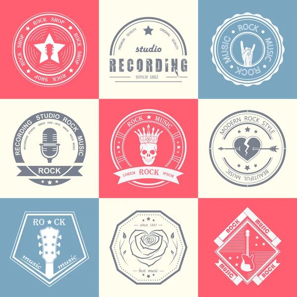 Logotipos vintage de música rock y rock and roll — Vector de stock