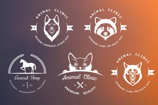 Vintage logo kümesi için veteriner Kliniği — Stok Vektör