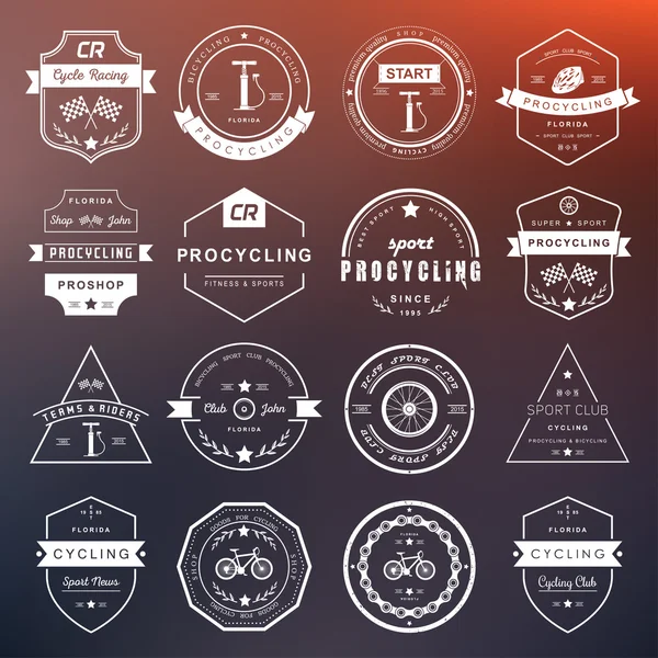 Rozetleri ve logolar Bisiklete binme — Stok Vektör