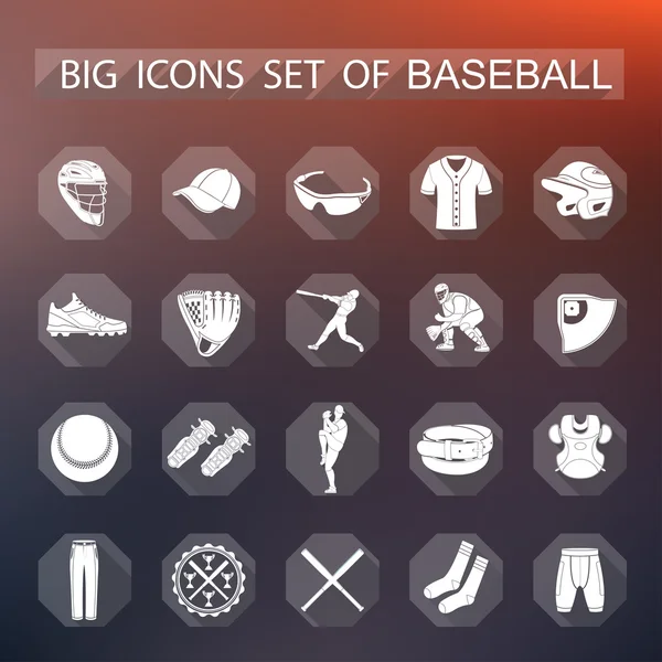 Uppsättning vektor ikoner av baseball — Stock vektor