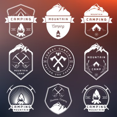 Set of Vector Badges Camping and Hiking