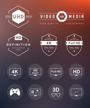 Set Icons and Badges TV and Video clipart