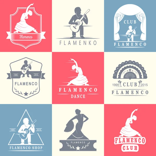 Zestaw logo i odznaki Flamenco — Wektor stockowy