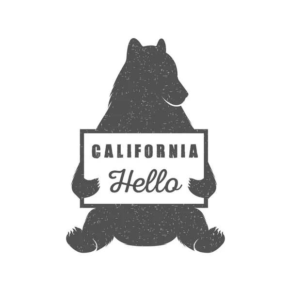Funny Hitchhiking Bear with California Sign — Stockový vektor