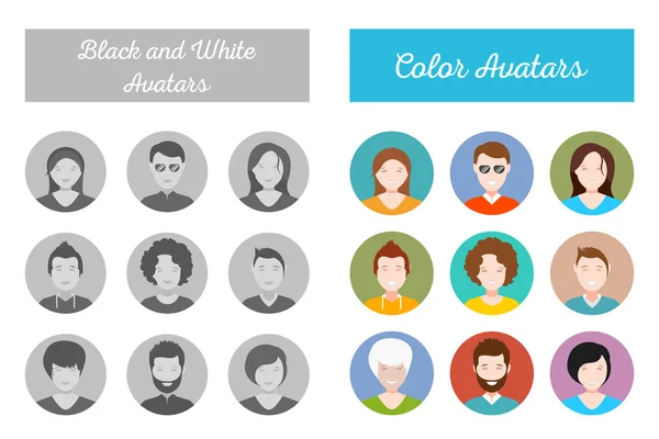Set of People Avatar in Style Flat Design — Wektor stockowy