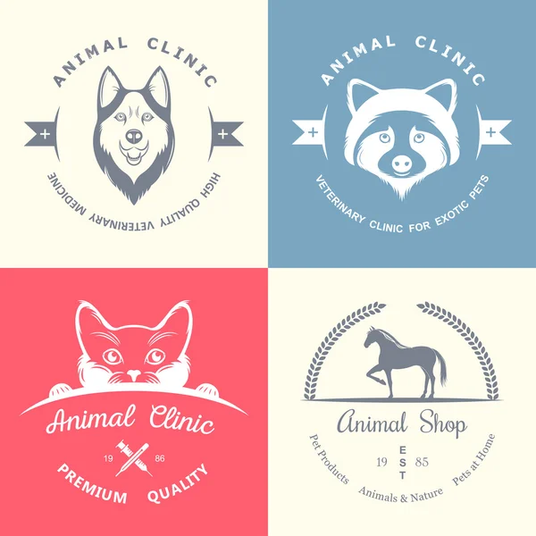 Vintage logo kümesi için veteriner Kliniği — Stok Vektör