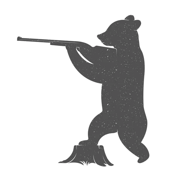 Vintage Illustration of Bear with Gun — Stock Vector