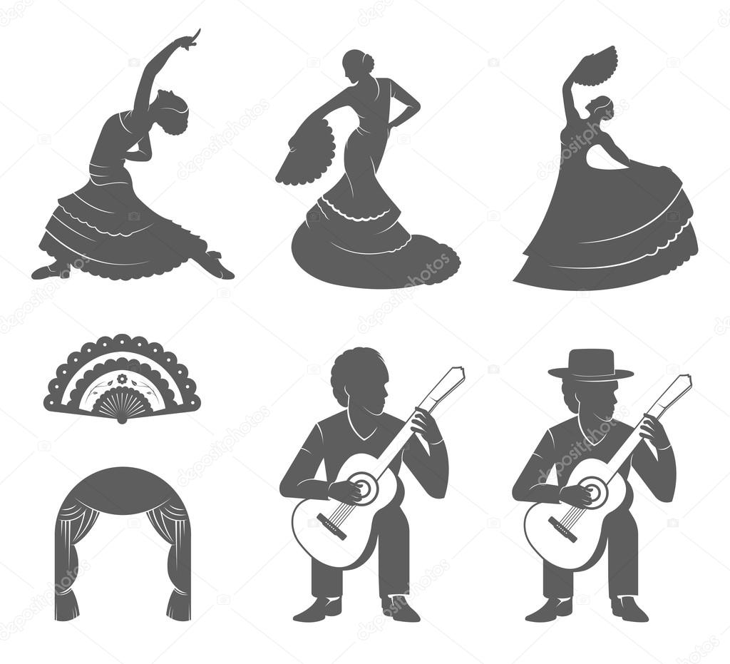 Set Silhouettes and Signs Flamenco