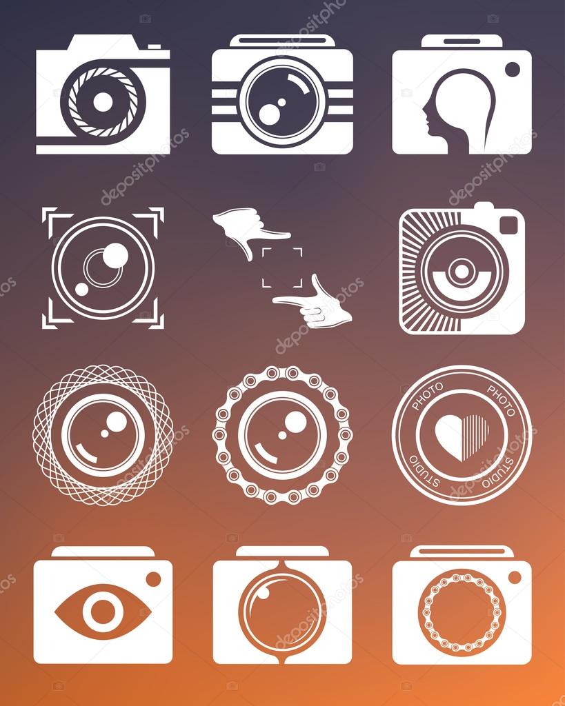 Vector collection of photography logo templates. Photography vintage and modern badges and photo labels. Photocam logotypes.