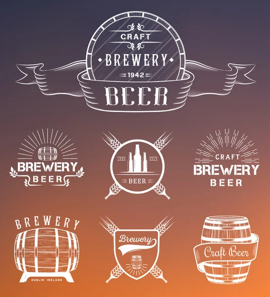 Vintage Craft Beer Brewery Logo — Stock Vector