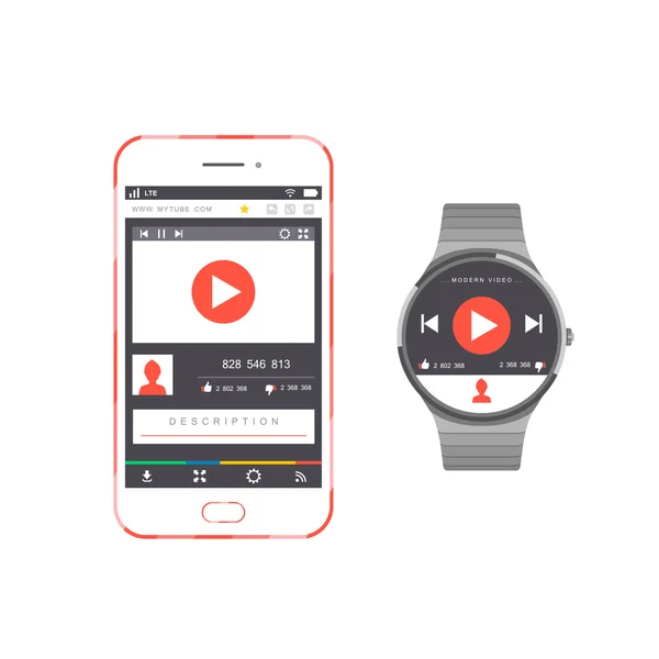 Vector Smartphone and Smart Watch — Stock Vector