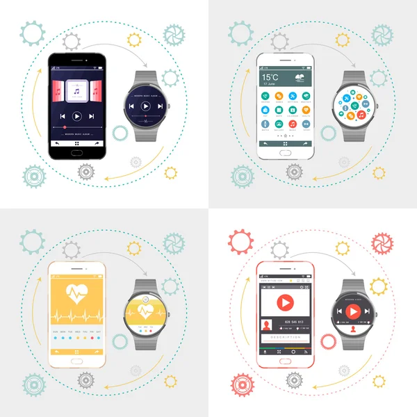 Vector Smartphone and Smart Watch — Stok Vektör