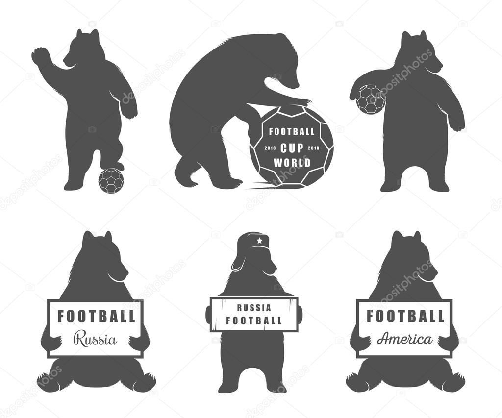 Vector Illustration Bear Football on a white background. Bear Symbol Can be used for T-shirts print, labels, badges, stickers, logotypes vector illustration