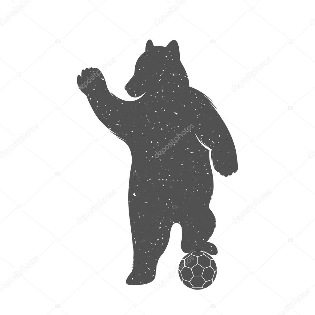 Vector Illustration Bear Football with Ball on a white background. Bear Symbol Can be used for T-shirts print, labels, badges, stickers, logotypes vector illustration