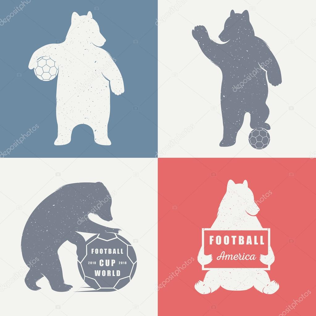 Vector Illustration Bear Football on a white background. Bear Symbol Can be used for T-shirts print, labels, badges, stickers, logotypes vector illustration