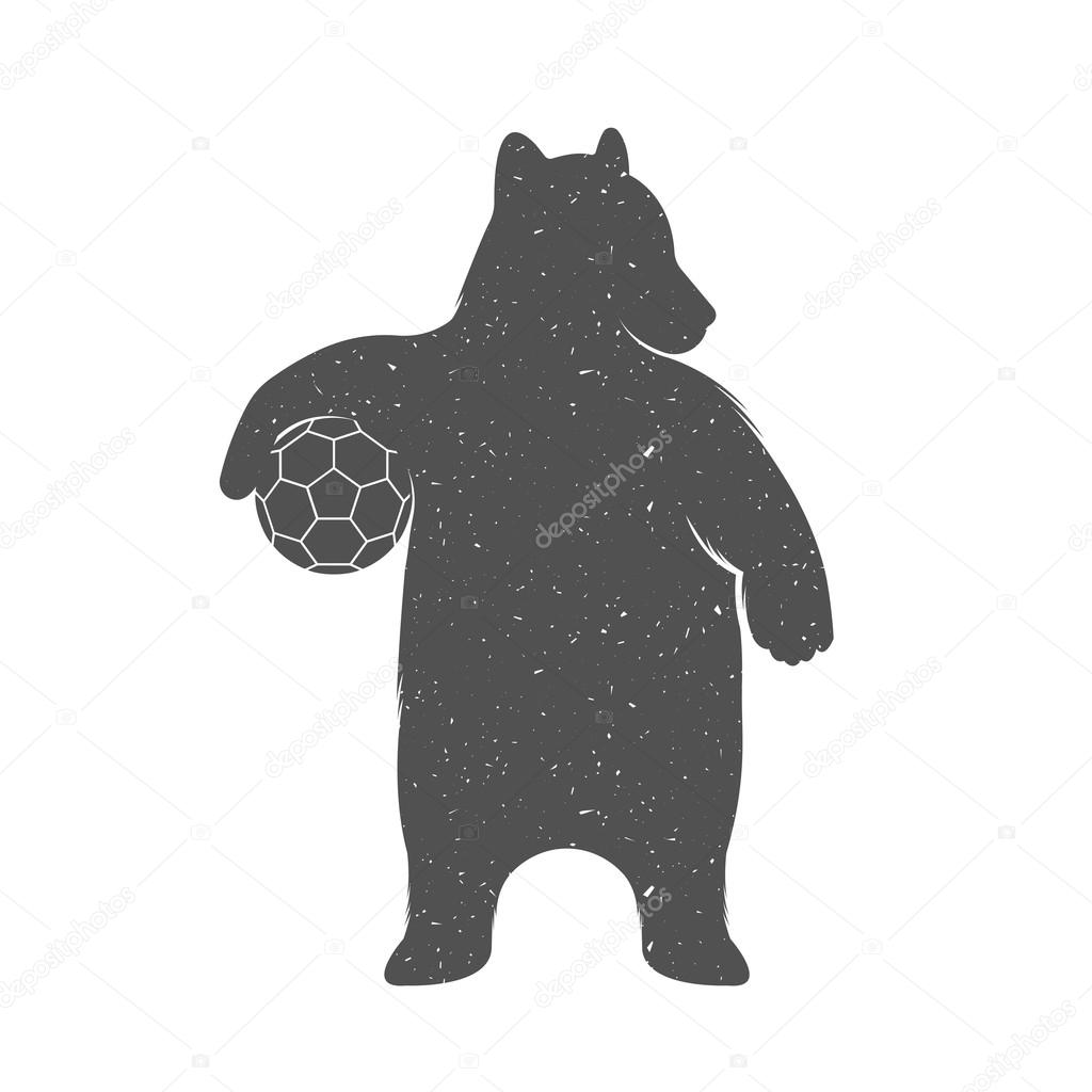 Vector Illustration Bear Football with Ball on a white background. Bear Symbol Can be used for T-shirts print, labels, badges, stickers, logotypes vector illustration