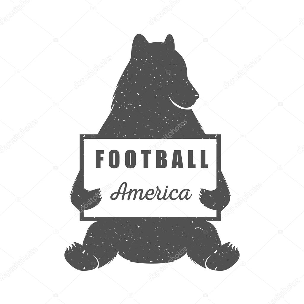 Vector Illustration Bear Football with sign America Football on a white background. Bear Symbol Can be used for T-shirts print, labels, badges, stickers, logotypes vector illustration