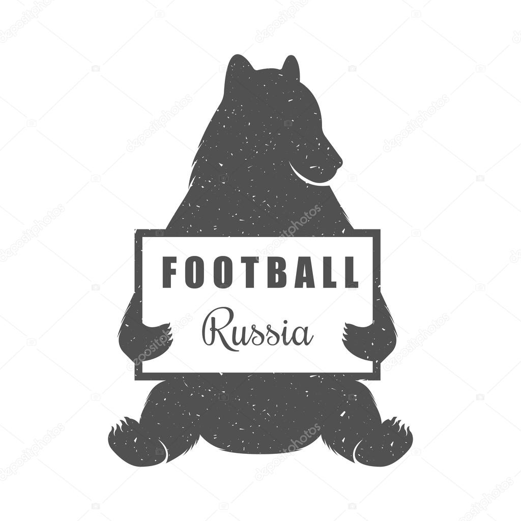 Vector Illustration Bear Football with sign Russia Football on a white background. Bear Symbol Can be used for T-shirts print, labels, badges, stickers, logotypes vector illustration