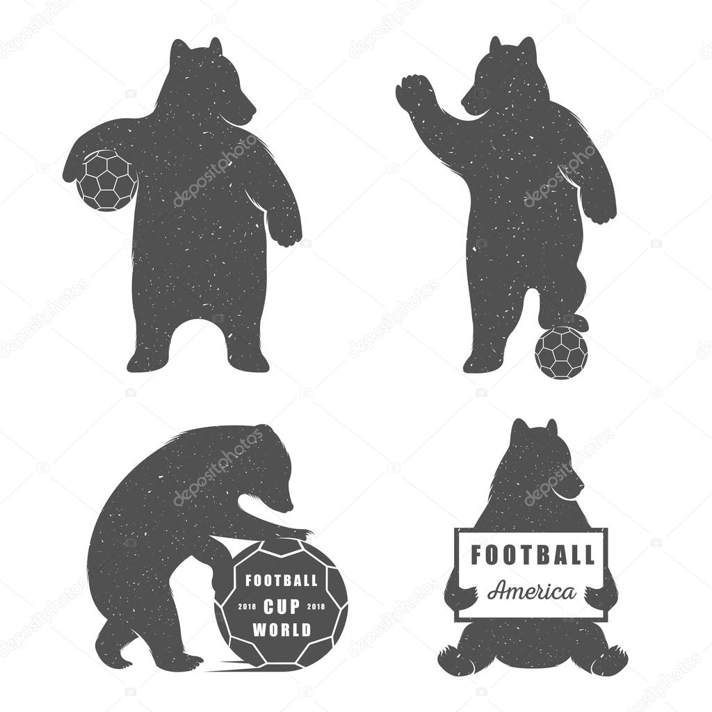 Vector Illustration Bear Football on a white background. Bear Symbol Can be used for T-shirts print, labels, badges, stickers, logotypes vector illustration
