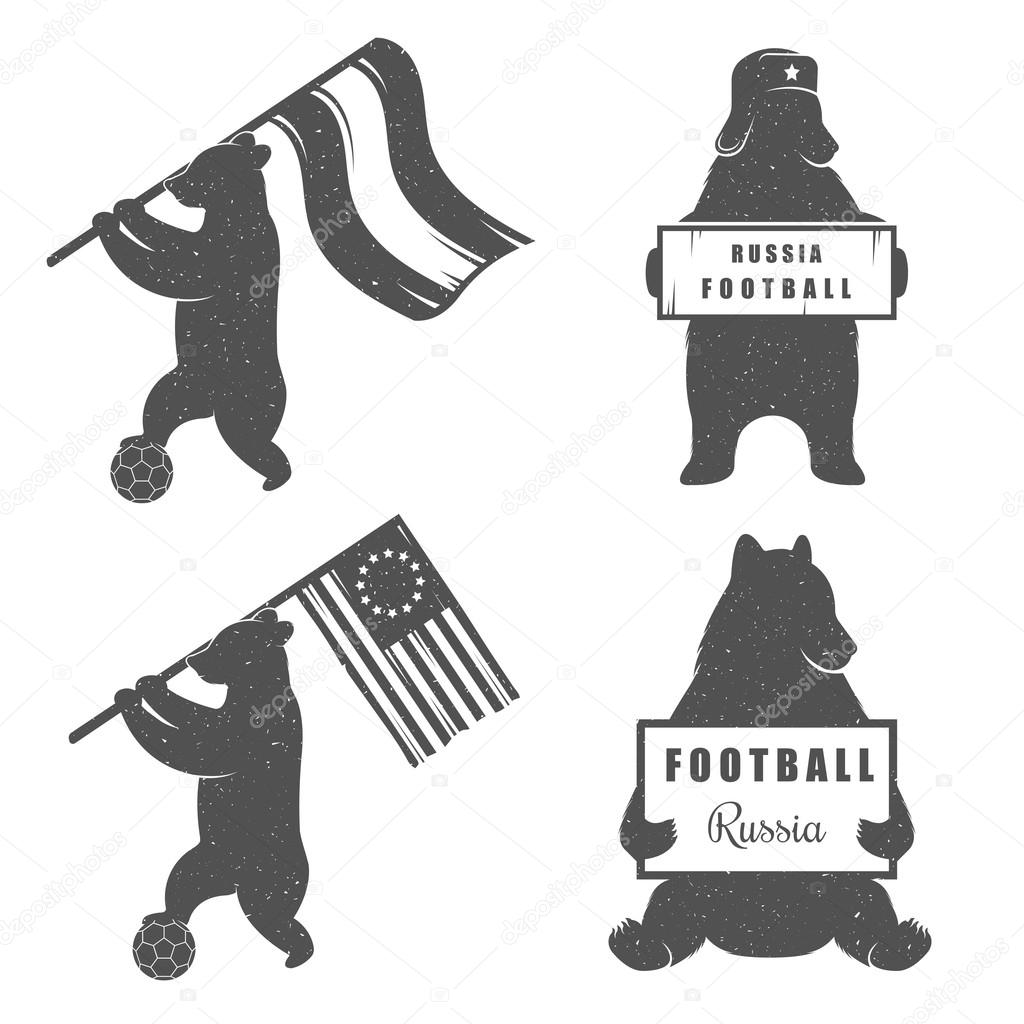 Vector Illustration Bear Football on a white background. Bear Symbol Can be used for T-shirts print, labels, badges, stickers, logotypes vector illustration