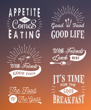 Set Vintage Food Typographic Quotes and Badges