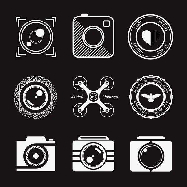 Set of vector icons and logos photo — Stock Vector