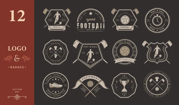 Conjunto vectorial de insignia y logotipo de fútbol — Vector de stock