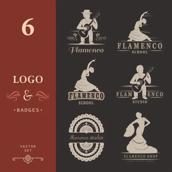 Ställ in logotyper och märken Flamenco — Stock vektor