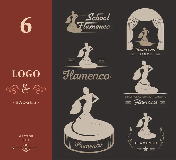 Ställ in logotyper och märken Flamenco — Stock vektor