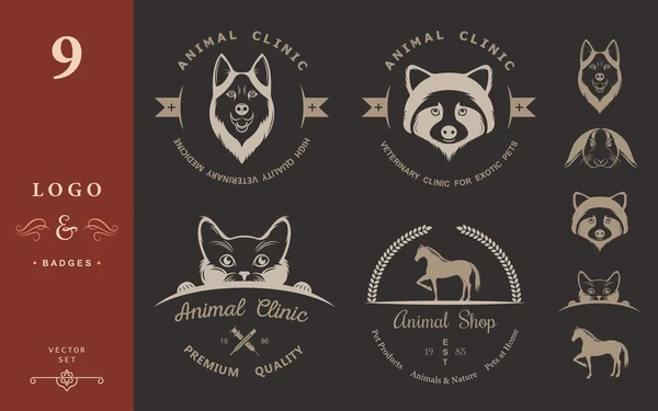 Set de Logos Vintage para Vet Clinic — Archivo Imágenes Vectoriales