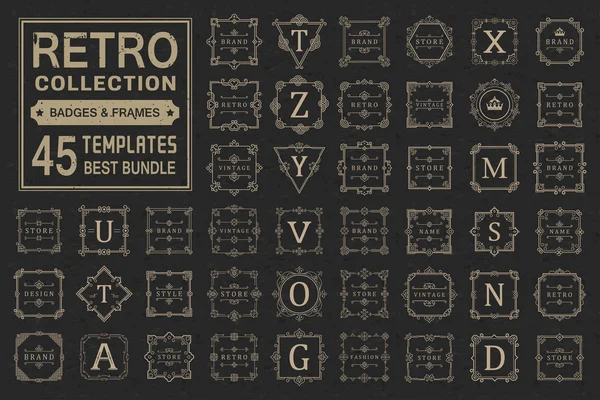 Набор роскошных логотипов и шаблонов монограмм — стоковый вектор