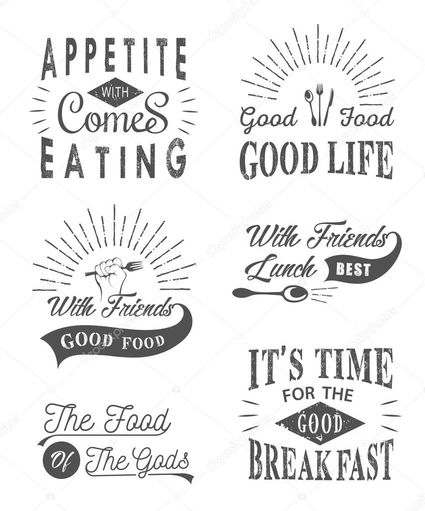 Set Vintage Food Typographic Quotes and Logos