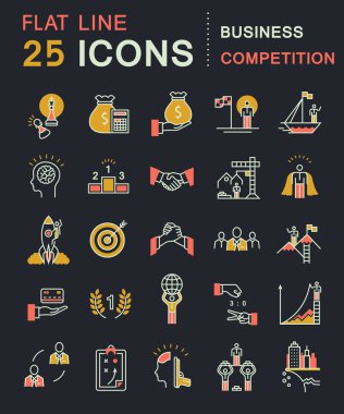 Vektör düz çizgi Icons set