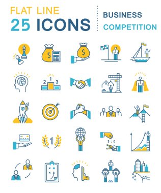 Set Vector Flat Line Icons Business Competition