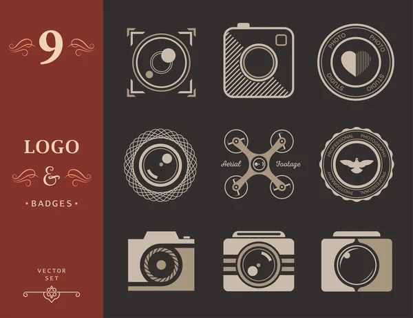 Conjunto de iconos vectoriales y logotipos foto — Vector de stock