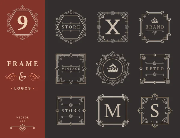 Set Luxury Logos and Monogram Template — ストックベクタ