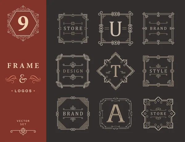 Set Luxury Logos and Monogram Template — ストックベクタ