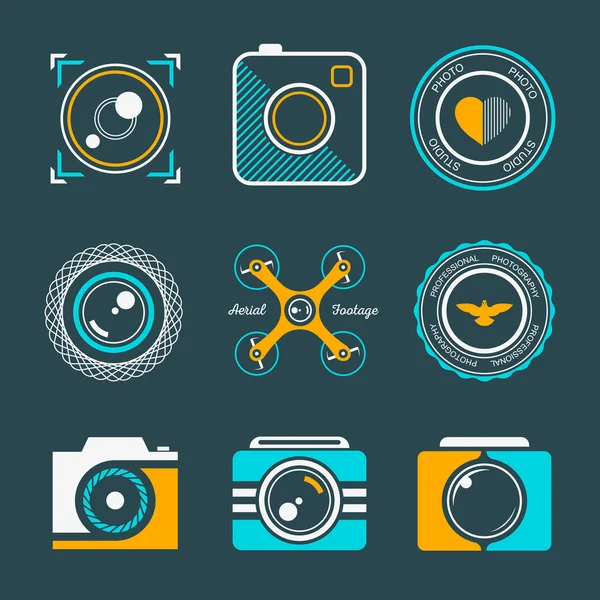 Conjunto de iconos vectoriales y logotipos foto — Vector de stock