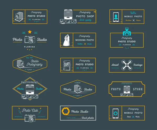 Set von Vektor-Foto-Logos und Abzeichen — Stockvektor