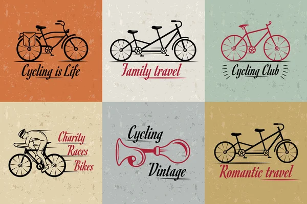 Set Vintage Ciclismo y bicicleta signo e insignias — Vector de stock