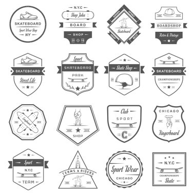 Vektör Retro kaykay Logo ve rozet ayarla