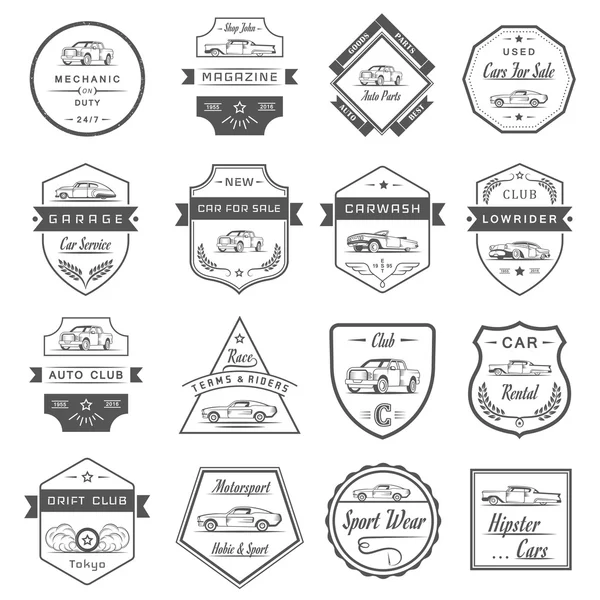 Vector Set of Vintage Auton merkit ja merkki — vektorikuva