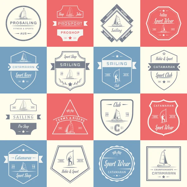 Set Logotipos e Insignias de Catamarán — Vector de stock