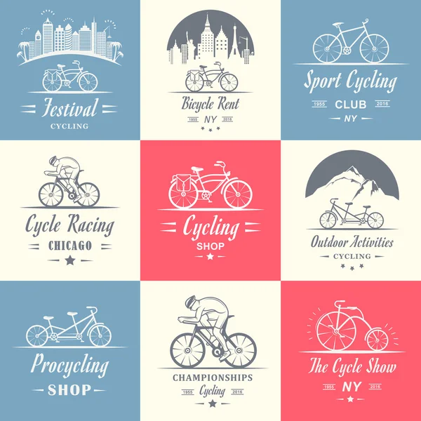 Set Vintage Ciclismo e bicicleta sinal e emblemas —  Vetores de Stock