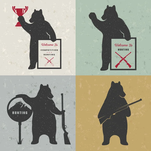 Set Sign Fun Bears — Wektor stockowy