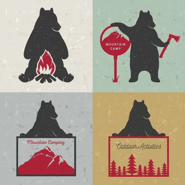 Set Sign Fun Bears — Vetor de Stock