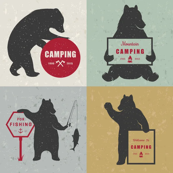 Set Sign Fun Bears — Διανυσματικό Αρχείο